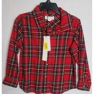 Scene & Heard NWT Red Plaid Flannel Boys Sz 2 Long Sleeve Button Up Shirt Collar